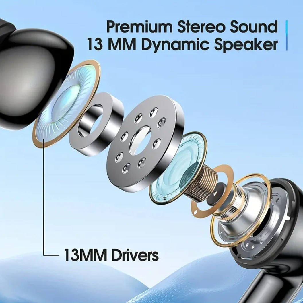 LAN XUN Wireless Headphones, Wireless 5.3 Earbuds, 13mm Speaker, 30H Playtime, Type-C Fast Charging Box, Stereo Wireless In-Ear Headset, Suitable for iPhone and Android In-Ear Headsets, Gaming Business Sports Headphone Mic