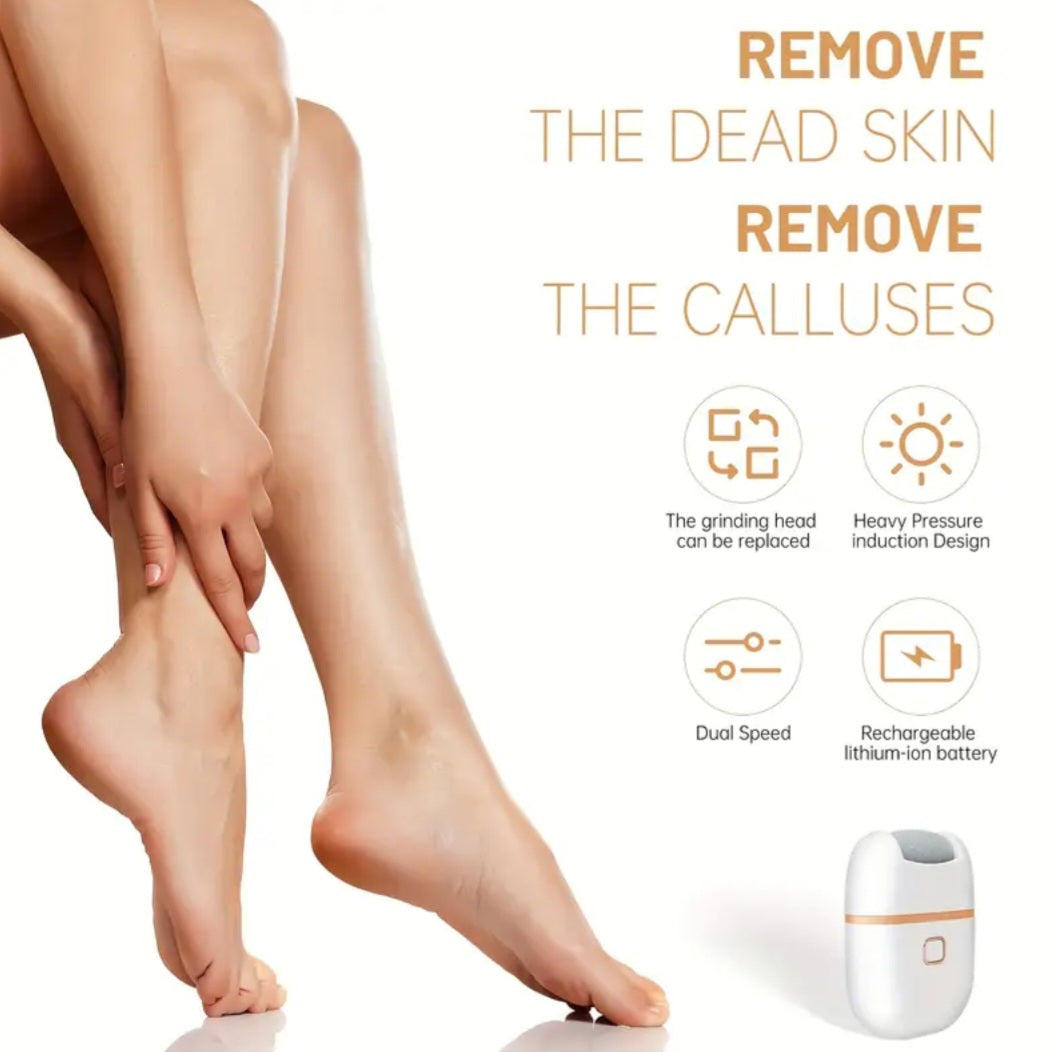 Leisure Foot Scrubber with 6 Replacement Heads, Three Types of Grinding Heads, Two Speed Settings