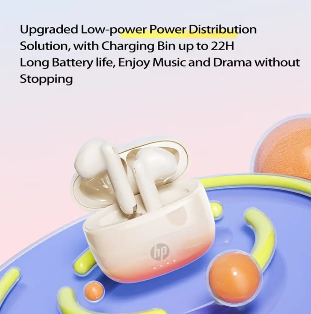 HP Wireless 5.4 Wireless Earbuds, Semi In-Ear Headphones Featuring Noise Cancellation