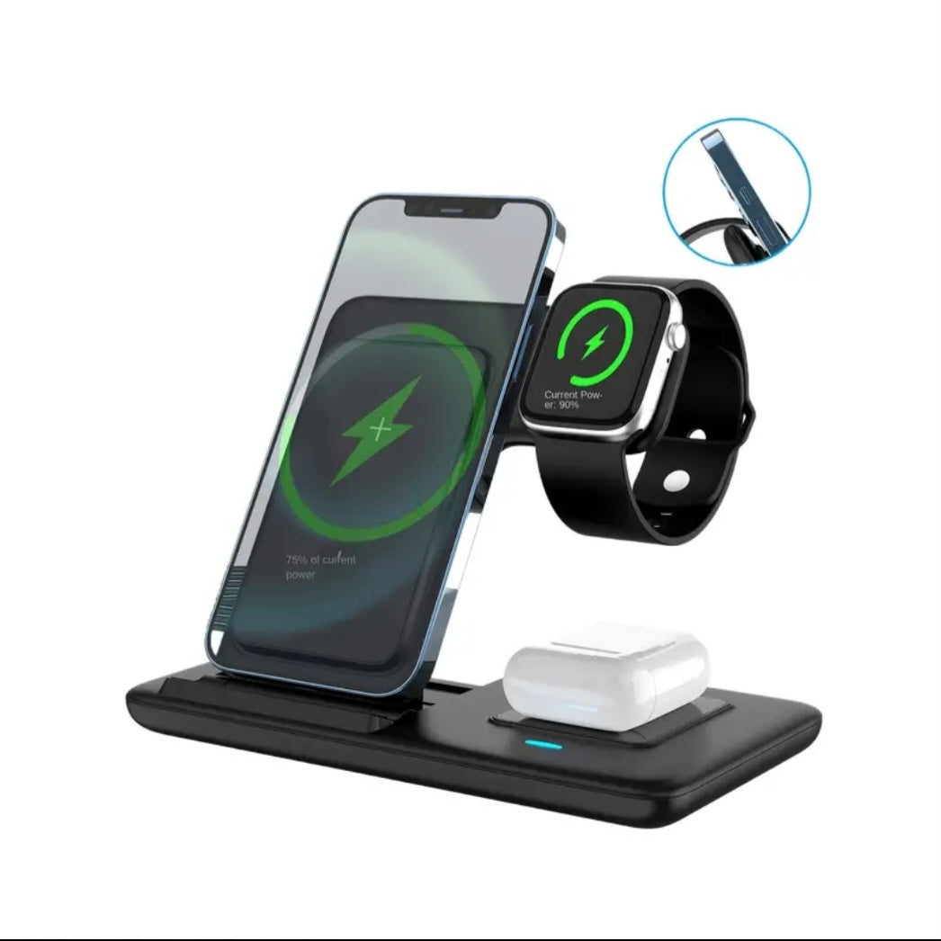 Foldable 3-in-1 Wireless Charging Station for Multiple Devices