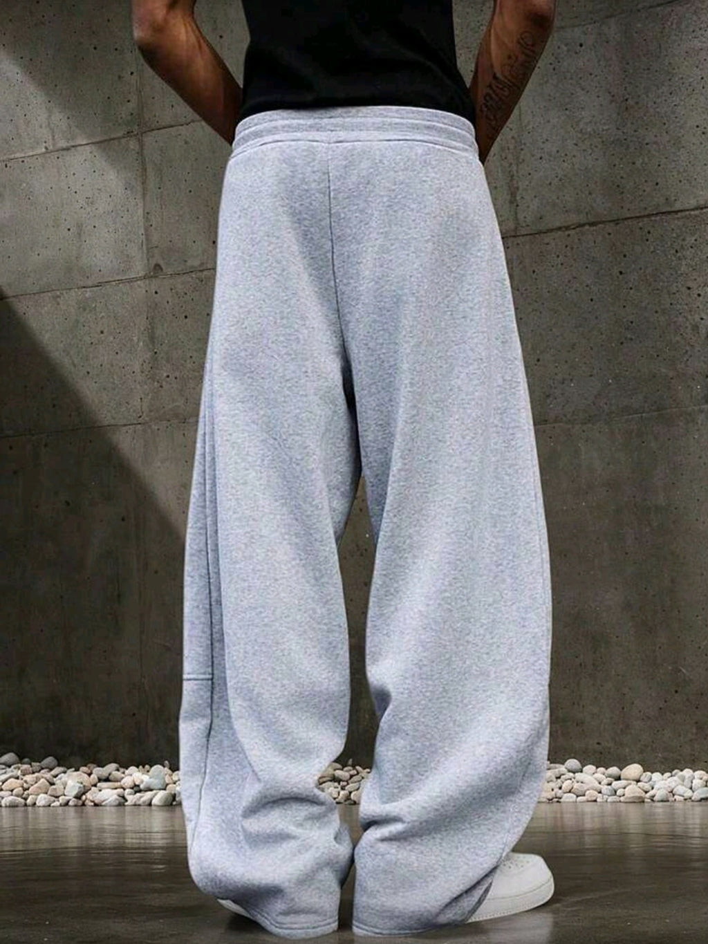 Men's Solid Color Drawstring Waist Pocket Casual Loose Sweatpants