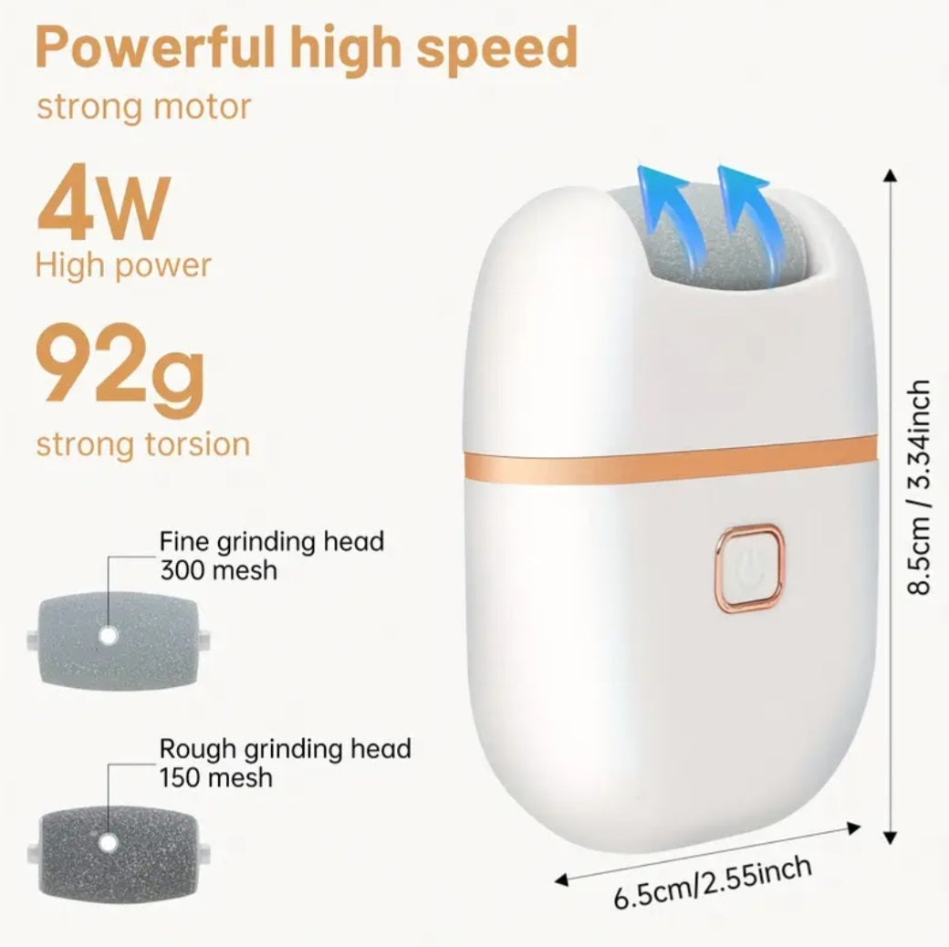 Leisure Foot Scrubber with 6 Replacement Heads, Three Types of Grinding Heads, Two Speed Settings