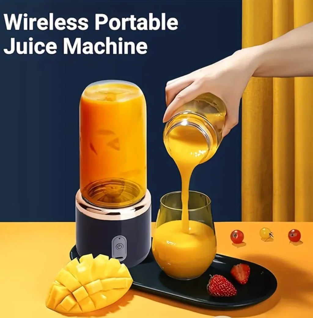 Portable Juicer, Mini Smoothie Shaker, USB Charged Single-Serving Blender with 6 Blades for Fresh Juice Making. 430G Capacity, Stainless Steel Exterior And Curved Design