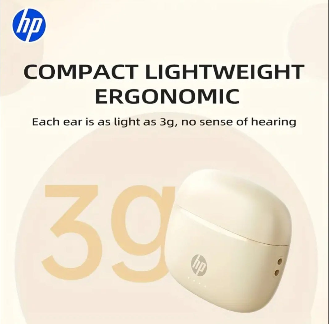 HP Wireless 5.4 Wireless Earbuds, Semi In-Ear Headphones Featuring Noise Cancellation