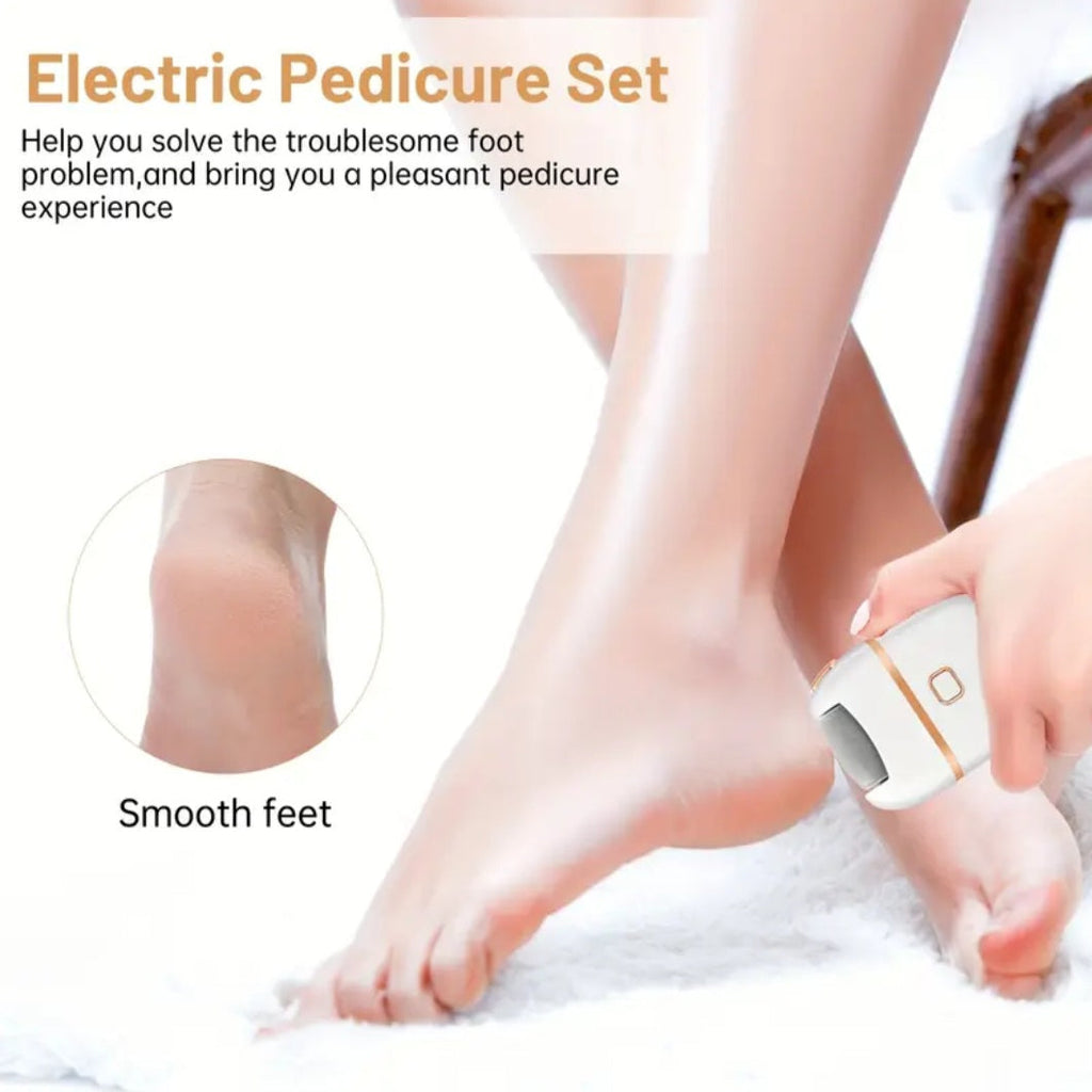 Leisure Foot Scrubber with 6 Replacement Heads, Three Types of Grinding Heads, Two Speed Settings