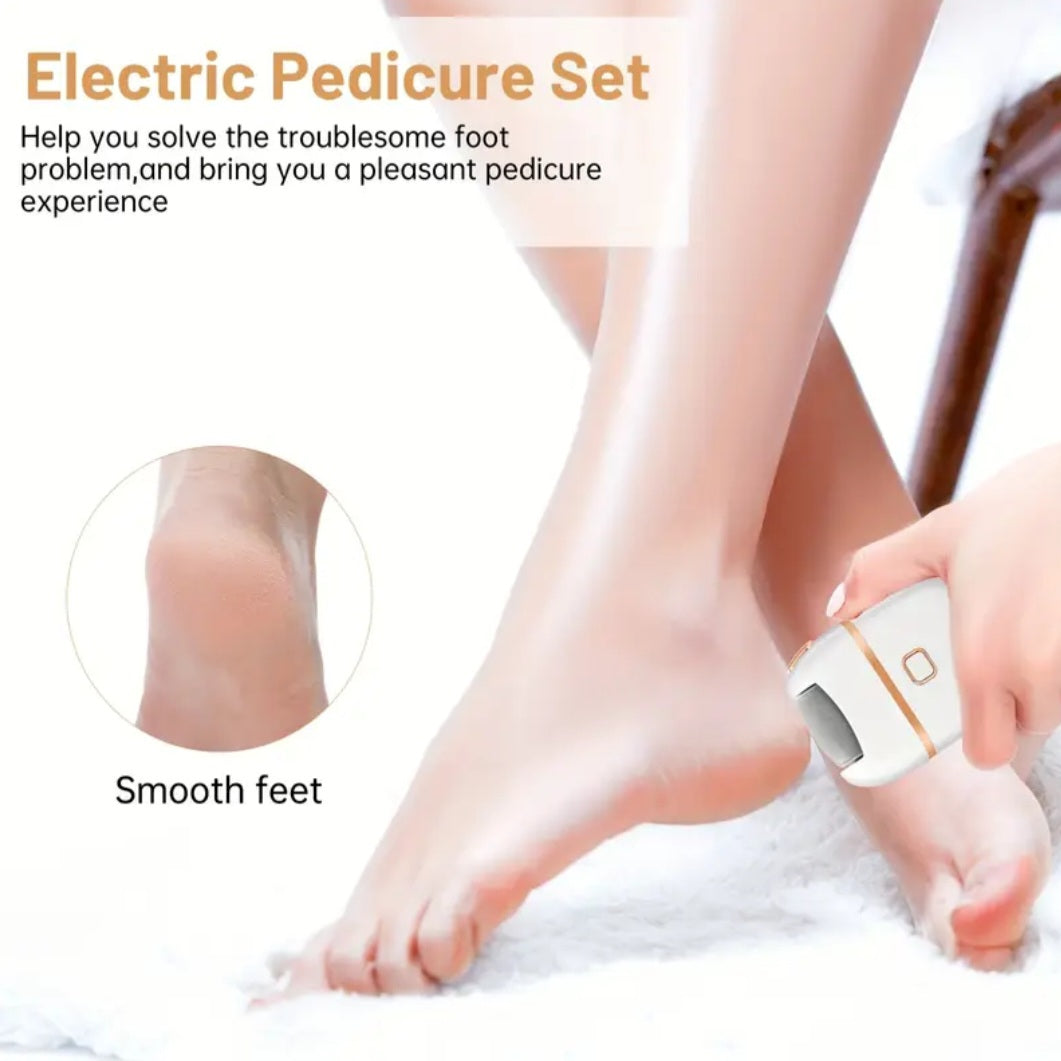Leisure Foot Scrubber with 6 Replacement Heads, Three Types of Grinding Heads, Two Speed Settings