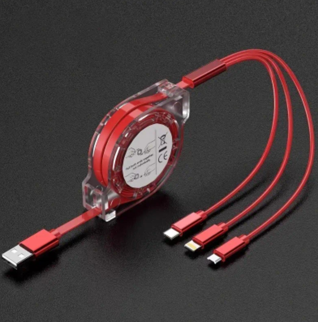 [3in 1 Retractable Charger] 1/2pcs Retractable Multi Fast Charging Cord, 3in 1 Multiple Charger Cable Charging Cable, Retractable Charger with Lightning/Micro/Type C for iPhone, iPad, Samsung, PS, Tablets & More