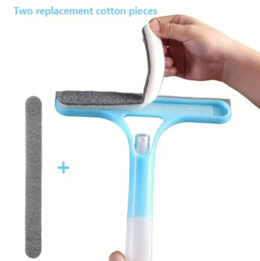 3-in-1 & Mirror Scraper with Removable Microfiber Cloth - Heavy-Duty Plastic Bathroom Window Cleaner, Door, Scraper, and Wiper