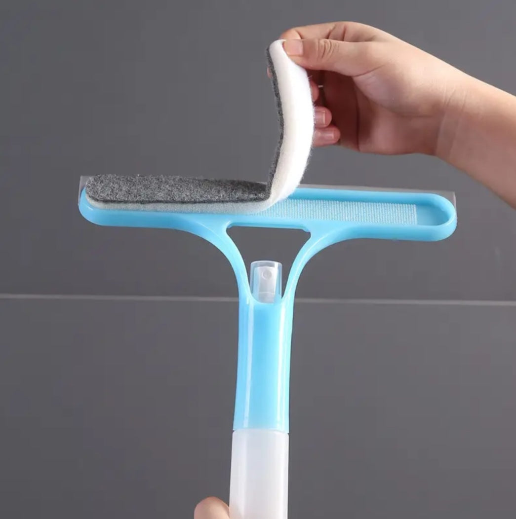 3-in-1 & Mirror Scraper with Removable Microfiber Cloth - Heavy-Duty Plastic Bathroom Window Cleaner, Door, Scraper, and Wiper