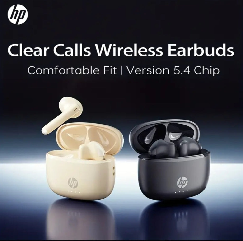HP Wireless 5.4 Wireless Earbuds, Semi In-Ear Headphones Featuring Noise Cancellation