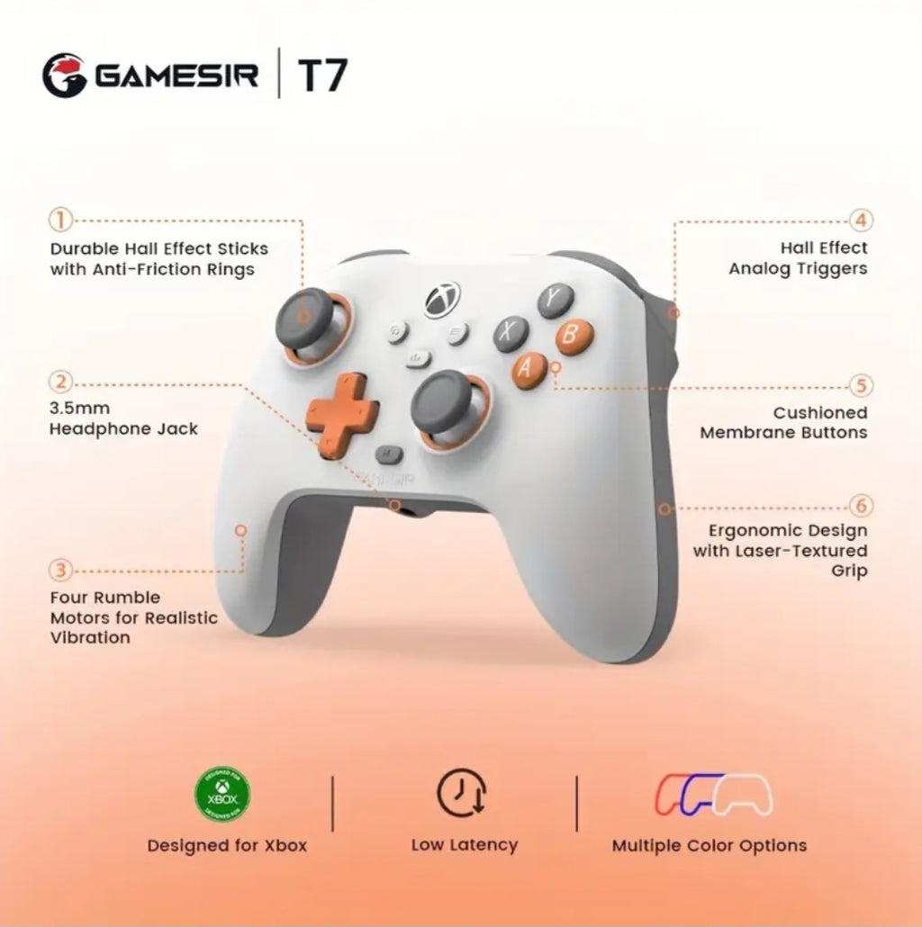 Gamesir T7 Wired Gamepad Featuring Hall Effect Joysticks, Ready for Immediate Use with Xbox Series X/S, Xbox One, Windows 10/11, And Steam, Includes a 3.5Mm Audio Port.
