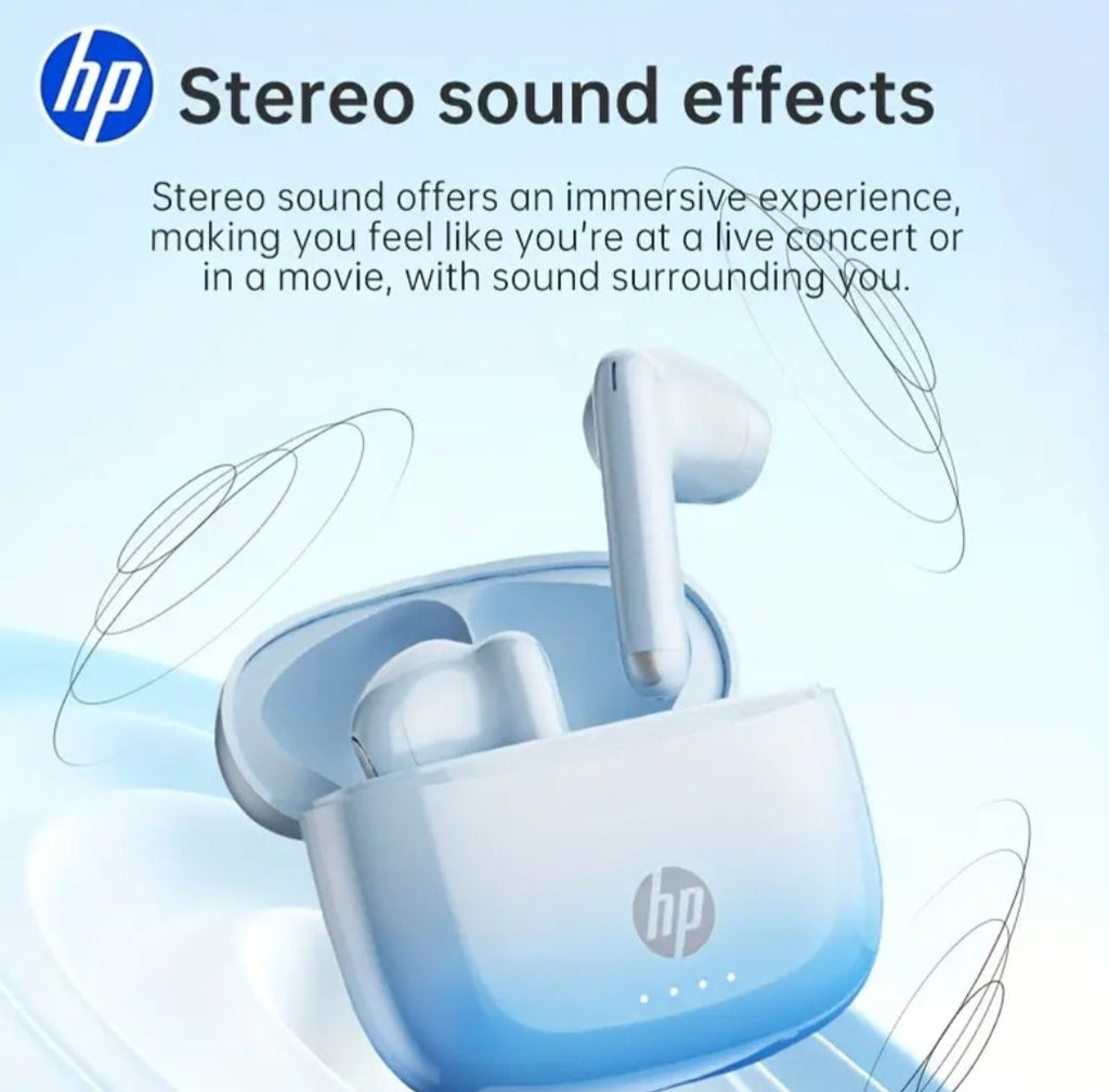 HP Wireless 5.4 Wireless Earbuds, Semi In-Ear Headphones Featuring Noise Cancellation