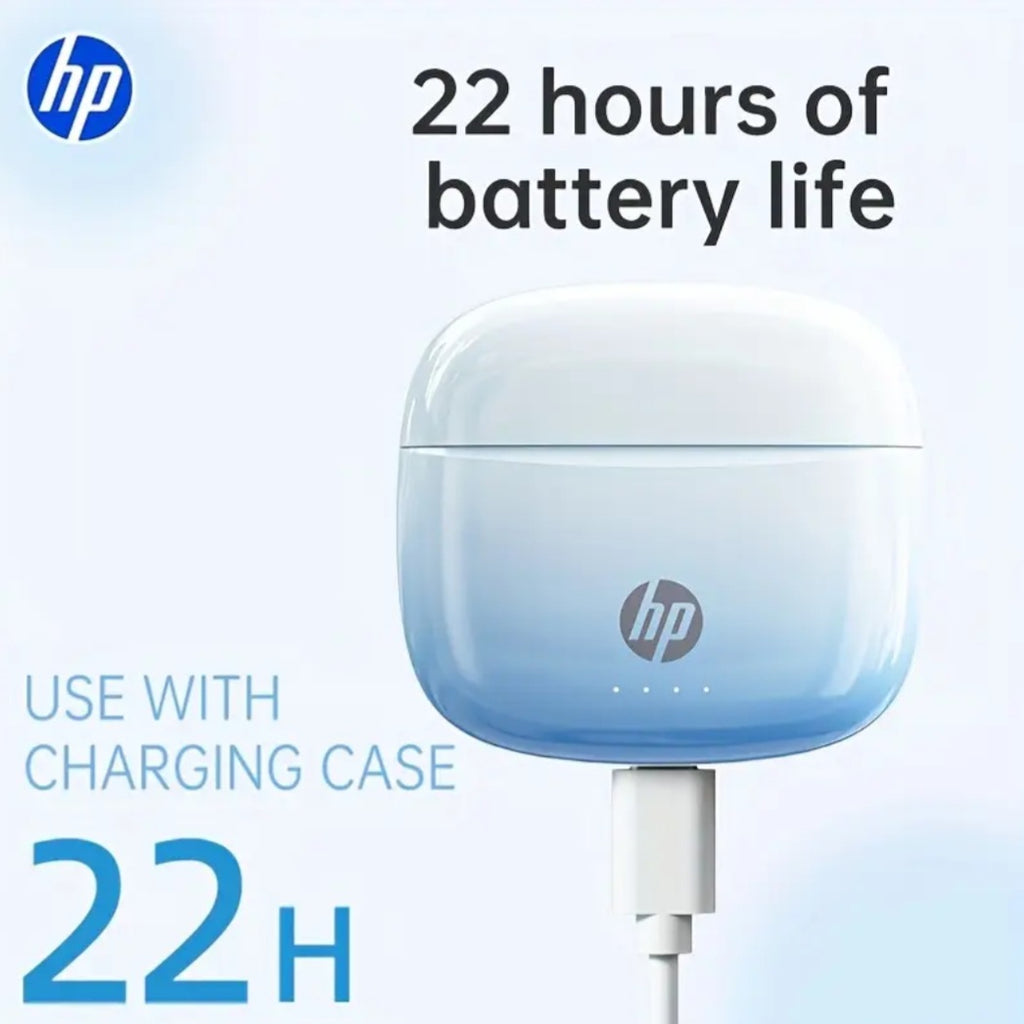 HP Wireless 5.4 Wireless Earbuds, Semi In-Ear Headphones Featuring Noise Cancellation