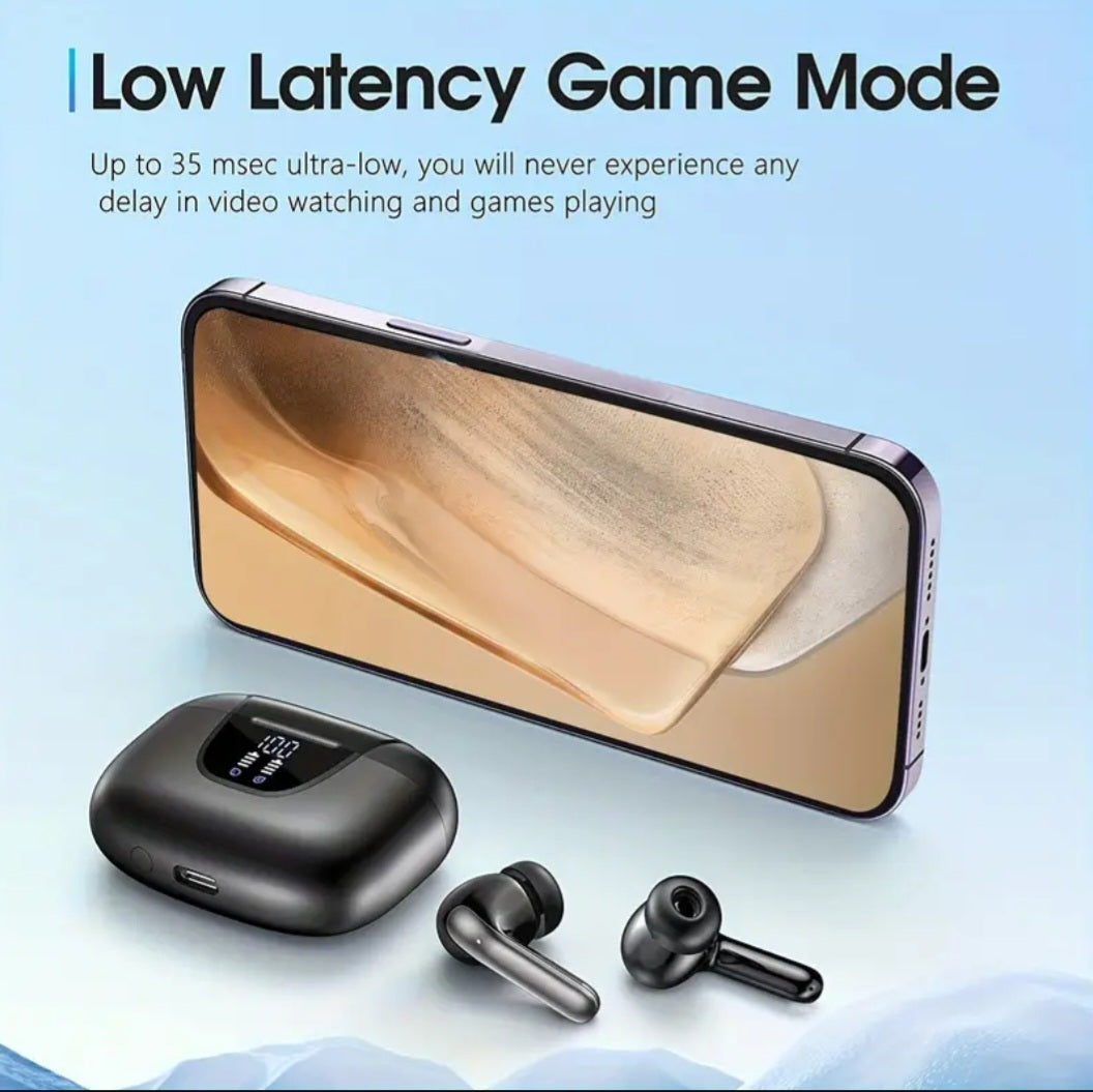 LAN XUN Wireless Headphones, Wireless 5.3 Earbuds, 13mm Speaker, 30H Playtime, Type-C Fast Charging Box, Stereo Wireless In-Ear Headset, Suitable for iPhone and Android In-Ear Headsets, Gaming Business Sports Headphone Mic