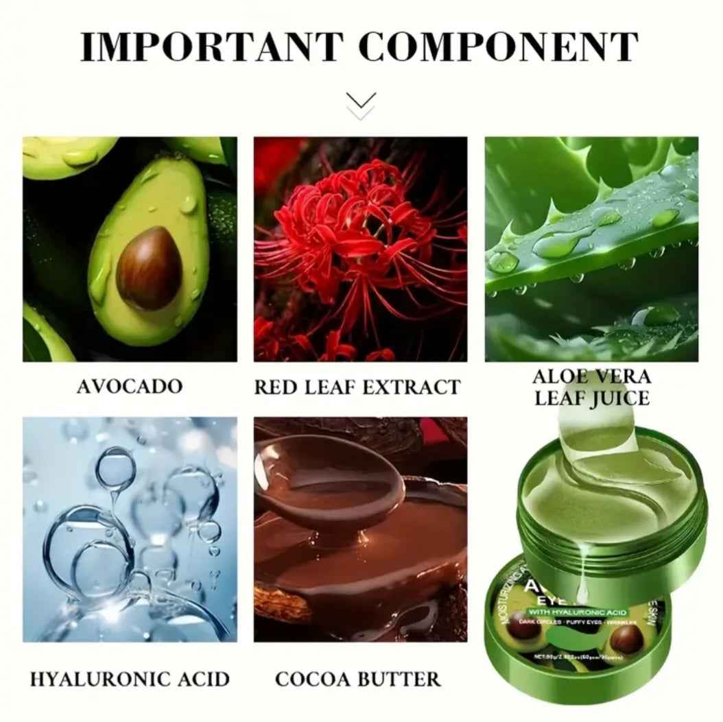 60pcs Xioimy Avocado & Hyaluronic Acid Eye Mask