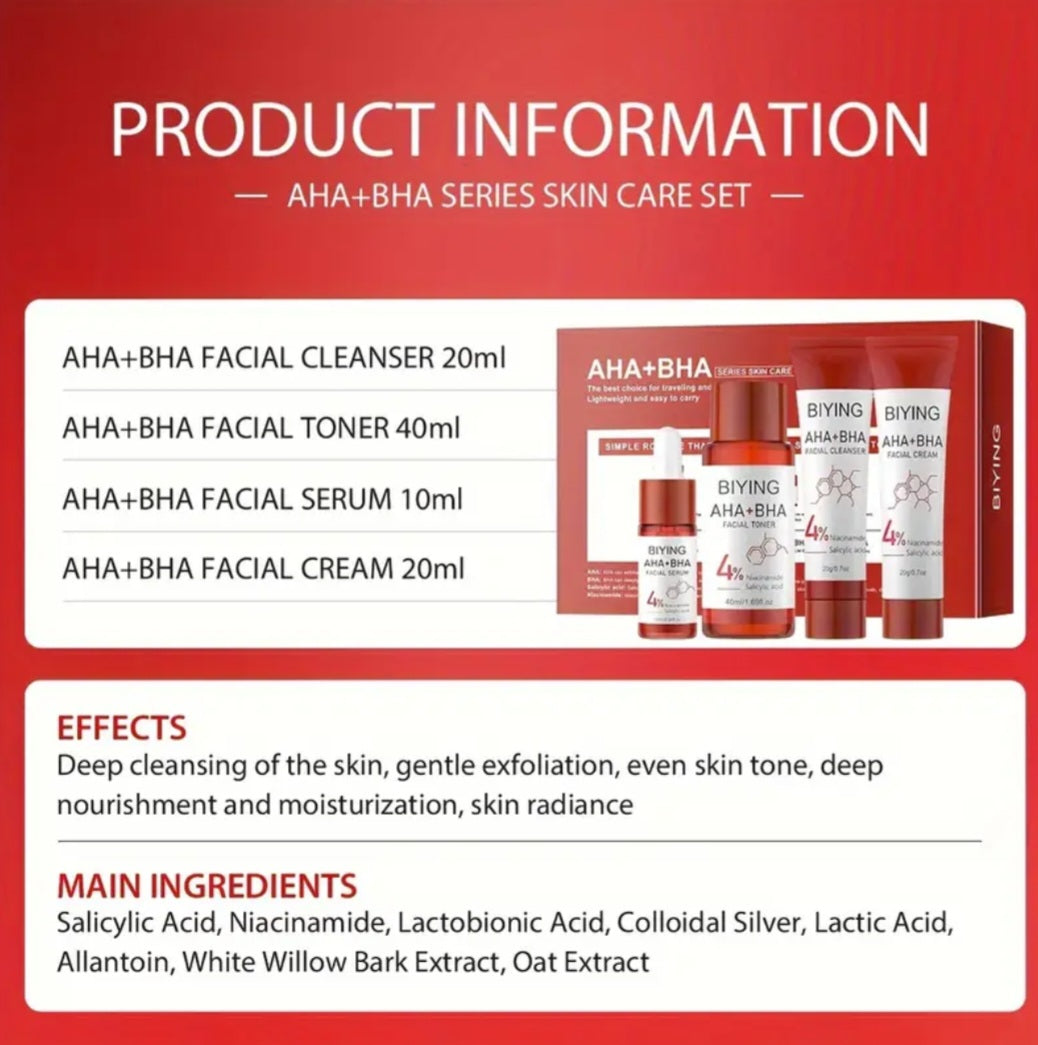 4pcs/set,AHA BHA Skincare Gift Set