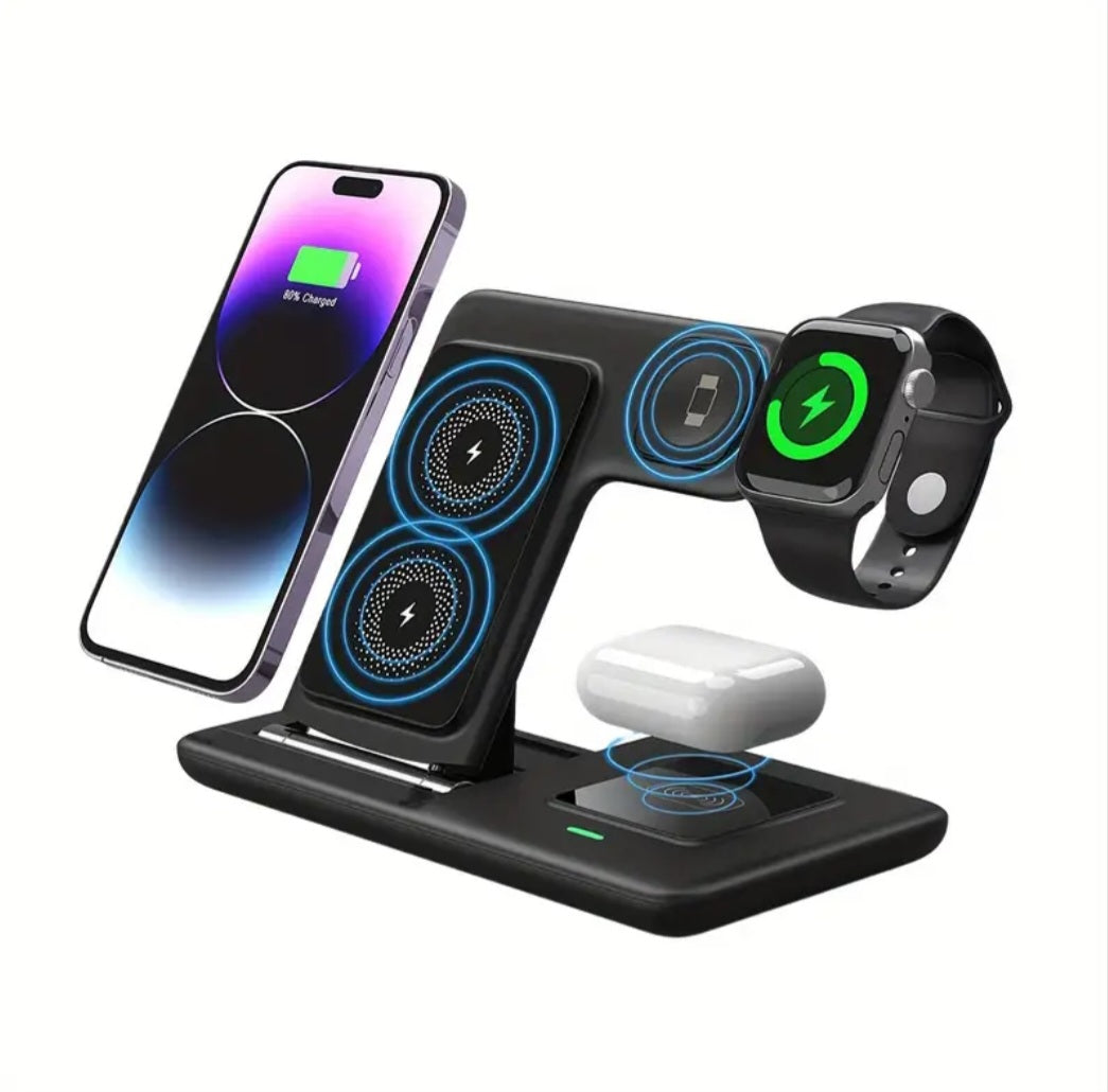 Foldable 3-in-1 Wireless Charging Station for Multiple Devices