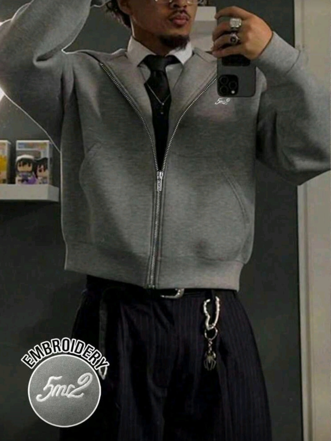 Manfinity Dauomo Men's Casual Versatile Zip-Up Hooded Long Sleeve Sweatshirt