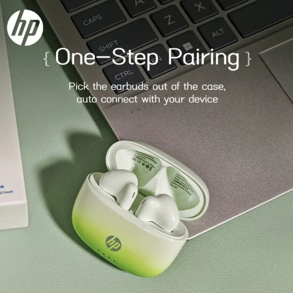 HP Wireless 5.4 Wireless Earbuds, Semi In-Ear Headphones Featuring Noise Cancellation